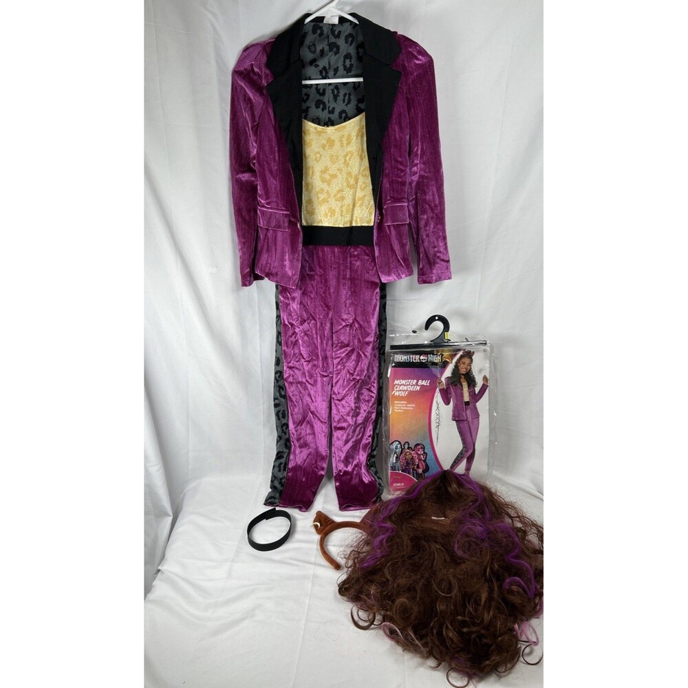 Spirit Halloween Monster High Kids Clawdeen Wolf Monster Ball Costume M W/ Wig